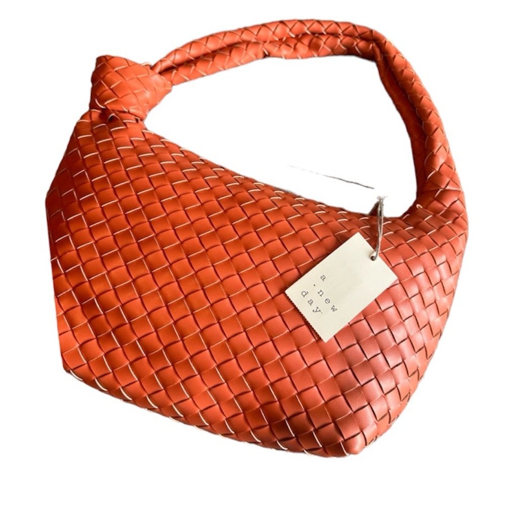 A NEW DAY ORANGE WAFFLED VEGAN LEATHER BAG